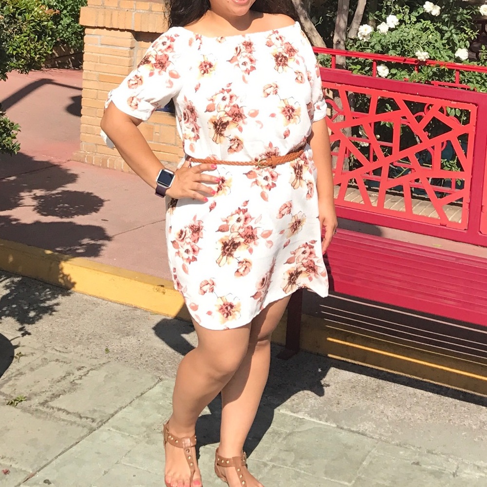 Flower Off-Shoulder Dress Tunic